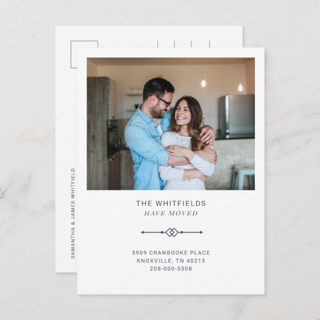 Cartão Postal De Anúncio Movimentamos a Movimentação de Fotos Moderna (Frente/Verso)