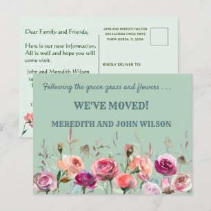 Cartão Postal De Anúncio Movimentamos a Movimentação Floral Verde Eucalyp