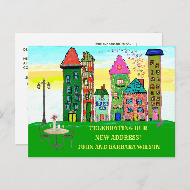 Cartão Postal De Anúncio Movimentamos casas de apartamentos municipais em m (Frente/Verso)