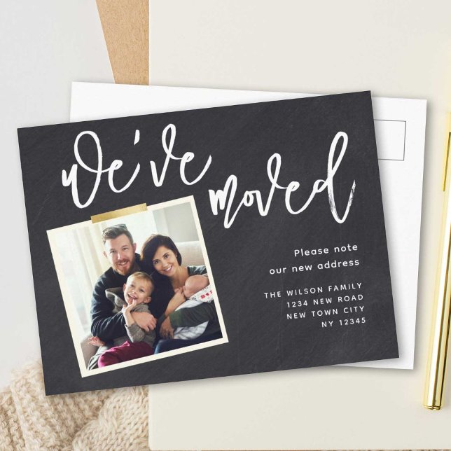 Cartão Postal De Anúncio Movimentamos Foto Moderna Simples (Criador carregado)