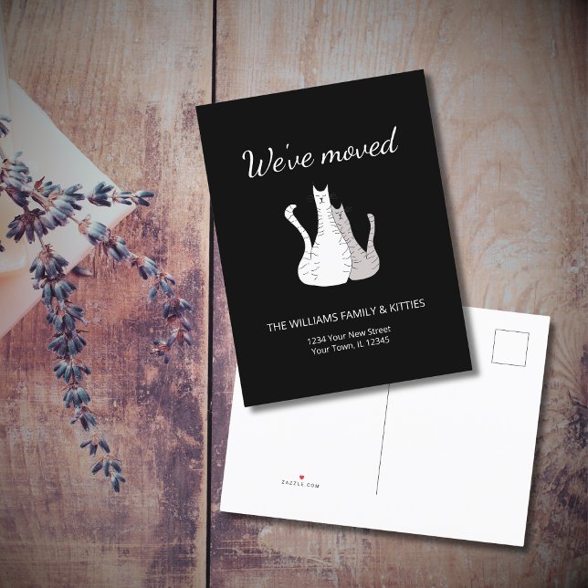 Cartão Postal De Anúncio Movimentamos Gatos Brancos Negros em Movimento (Criador carregado)