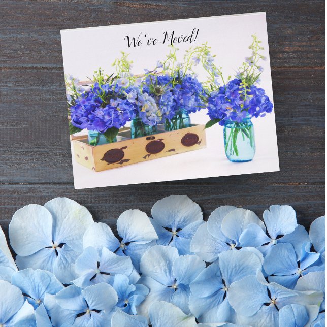 Cartão Postal De Anúncio Movimentamos Hydrangeas Azuis no Cartão-Postal Mas (Criador carregado)