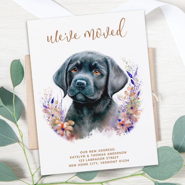 Cartão Postal De Anúncio Movimentamos o Cachorro Floral Labrador Puppy Boho (Criador carregado)