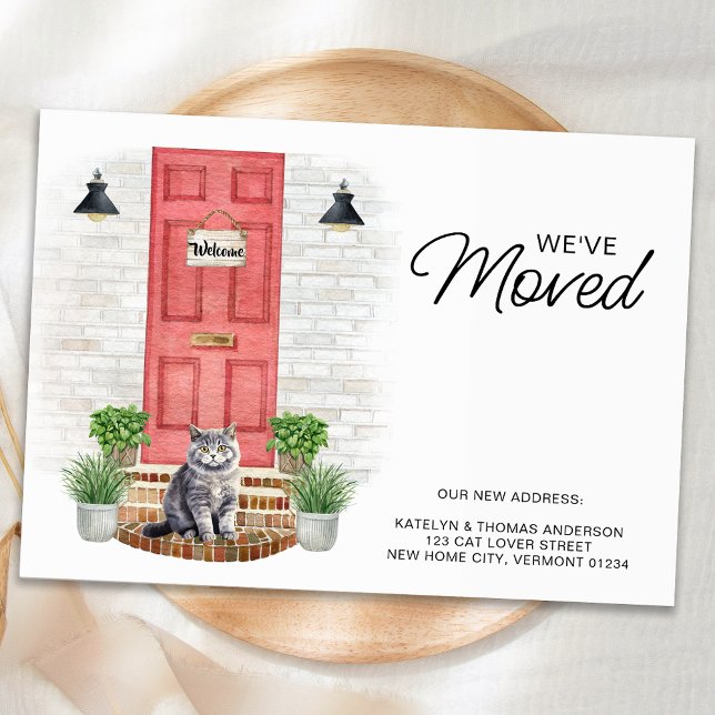 Cartão Postal De Anúncio Movimentamos o Gato da Porta Vermelha Frente da Ca (Criador carregado)