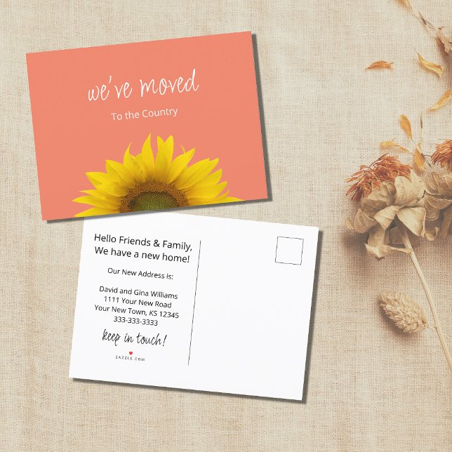 Cartão Postal De Anúncio Movimentamos o girassol novo Pêssego Doméstico (Criador carregado)