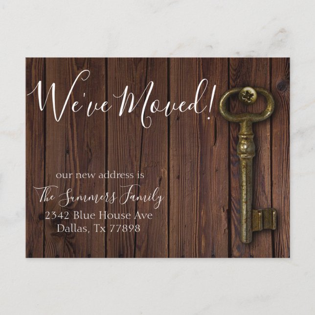Cartão Postal De Anúncio Movimentamos o novo endereço anunciando a chave da (Frente)