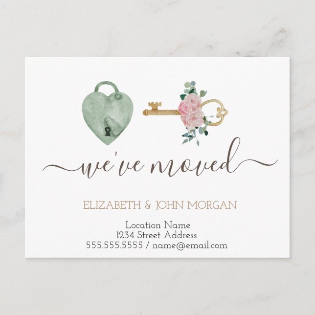 Cartão Postal De Anúncio Movimentei Flores-Chave Preflock Novo Endereço (Frente)