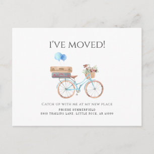 Cartão Postal De Anúncio Movimentei o novo endereço de moto azul de aquarel