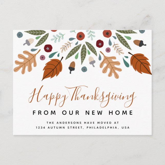 Cartão Postal De Anúncio Movimento de Ação de Graças de outono (Frente)