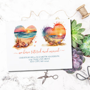 Cartão Postal De Anúncio Movimento de Aposentação Sunset do Oceano de Praia