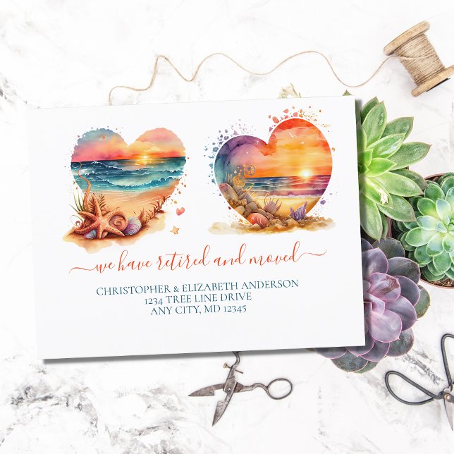 Cartão Postal De Anúncio Movimento de Aposentação Sunset do Oceano de Praia (Criador carregado)