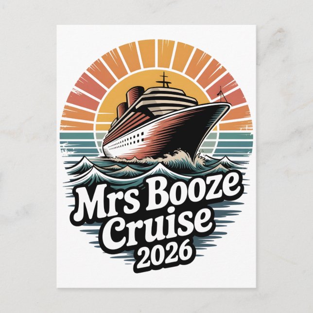 Cartão Postal De Anúncio Mrs Booze Cruise 2026 Matching Couples  (Frente)