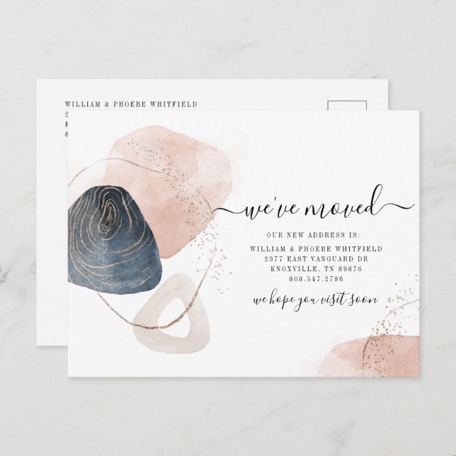 Cartão Postal De Anúncio Mudamos de Endereço em Movimento (Frente/Verso)