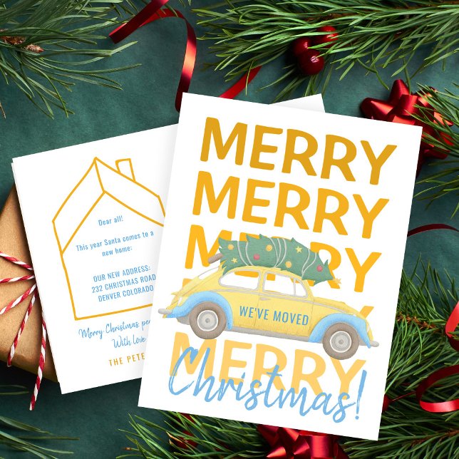 Cartão Postal De Anúncio Mudamos de férias de Natal em casa (Criador carregado)