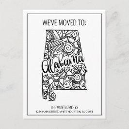 Cartão Postal De Anúncio Mudamos Floral Mandala Alabama New Home