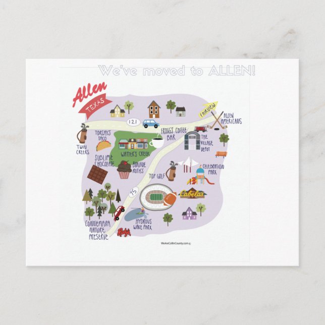 Cartão Postal De Anúncio Mudamos para Allen Texas Postcard (Frente)