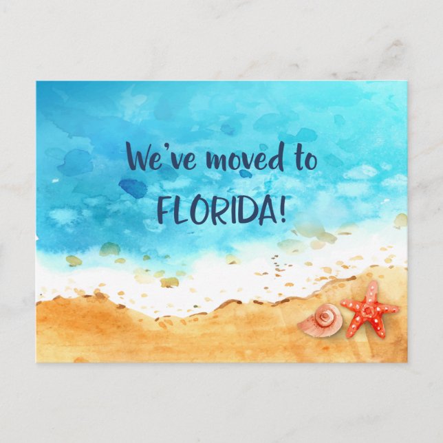 Cartão Postal De Anúncio Mudamos para Florida Beach Change of Address (Frente)