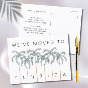 Cartão Postal De Anúncio Mudamos para Flórida Palm Trees Novo Endereço
