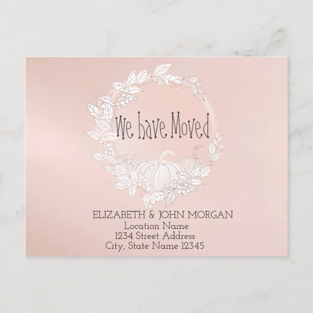 Cartão Postal De Anúncio Mudámos, Pumpkin Novo Endereço (Frente)