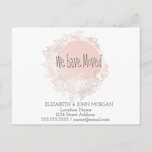 Cartão Postal De Anúncio Mudámos, Pumpkin, Novo Endereço (Frente)