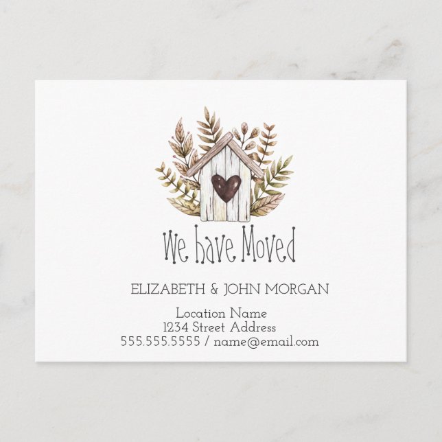 Cartão Postal De Anúncio Mudámos, Wooden House, Novo Endereço (Frente)