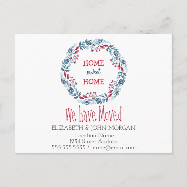 Cartão Postal De Anúncio Mudamos, Wreath, Casa Doce Para Casa (Frente)