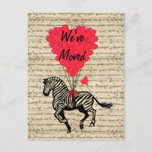 Cartão Postal De Anúncio Mudança da zebra de endereço engraçada