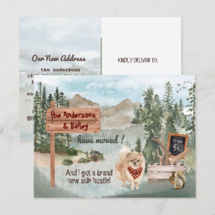Cartão Postal De Anúncio Mudança de Cachorro Pomerânia para Nova Morada Flo