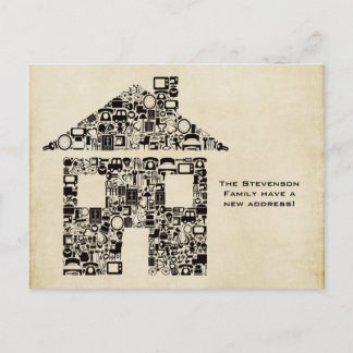 Cartão Postal De Anúncio Mudança de Casa Notificação de Novo Endereço Cartã