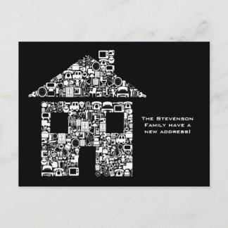 Cartão Postal De Anúncio Mudança de Casa Notificação de Novo Endereço Cartã