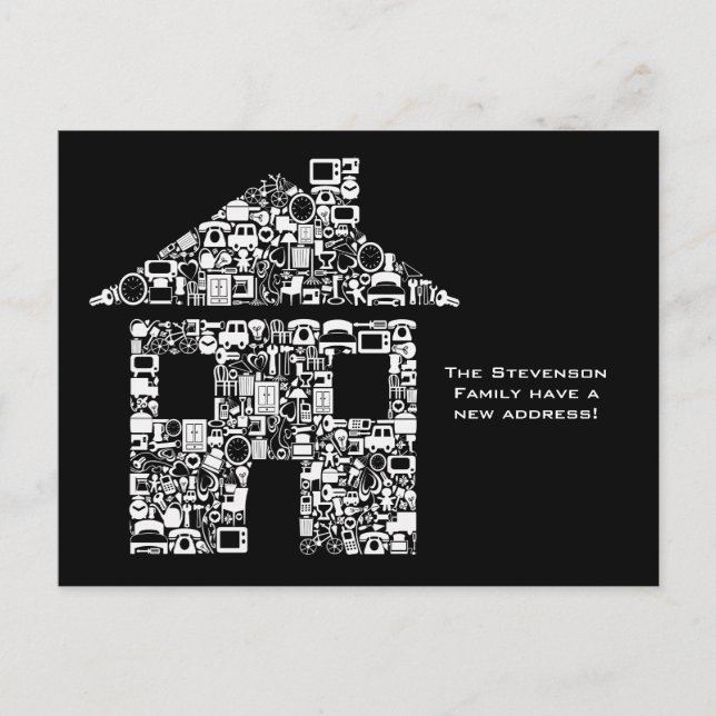 Cartão Postal De Anúncio Mudança de Casa Notificação de Novo Endereço Cartã (Frente)