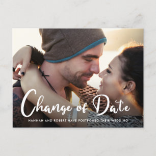 Cartão Postal De Anúncio Mudança de Data do Casamento Fotográfico Adiamento