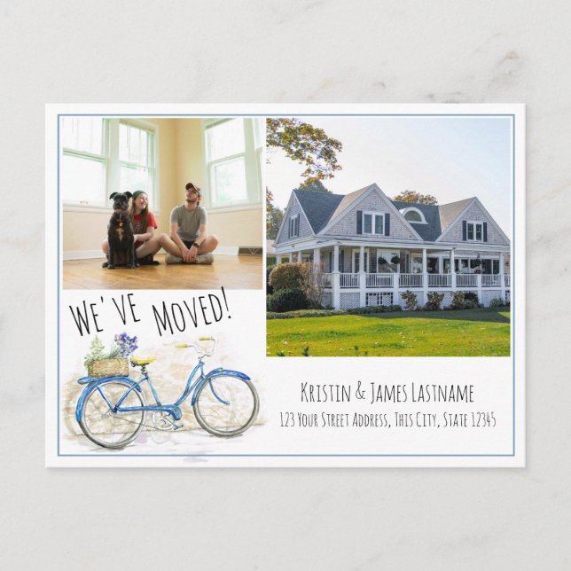 Cartão Postal De Anúncio Mudança de Endereço Bicicleta com Foto (Frente)
