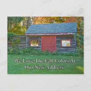 Cartão Postal De Anúncio Mudança de endereço - cores da queda