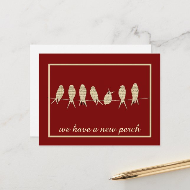 Cartão Postal De Anúncio Mudança de endereço de novo poleiro preto (Frente/Verso In Situ)