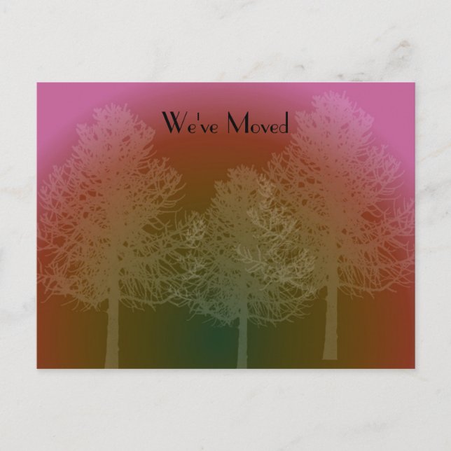 Cartão Postal De Anúncio Mudança de endereço de silhueta de árvore (Frente)