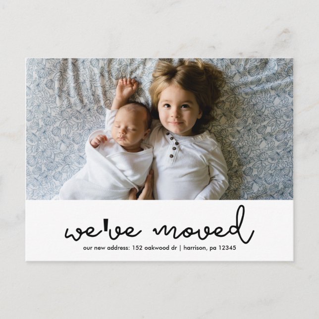 Cartão Postal De Anúncio Mudança de endereço Foto moderna (Frente)