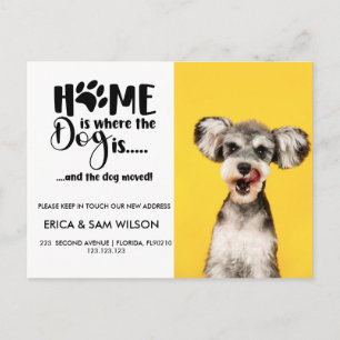 Cartão Postal De Anúncio Mudança de endereço mudamos de casa lar é cachorro