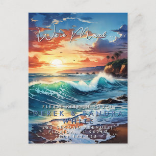 Cartão Postal De Anúncio Mudança de endereço nos mudamos mar oceano
