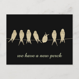 Cartão Postal De Anúncio Mudança de endereço Novo Poleiro Preto