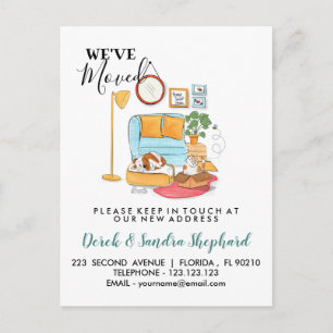Cartão Postal De Anúncio Mudança de endereço que movemos com ilustração