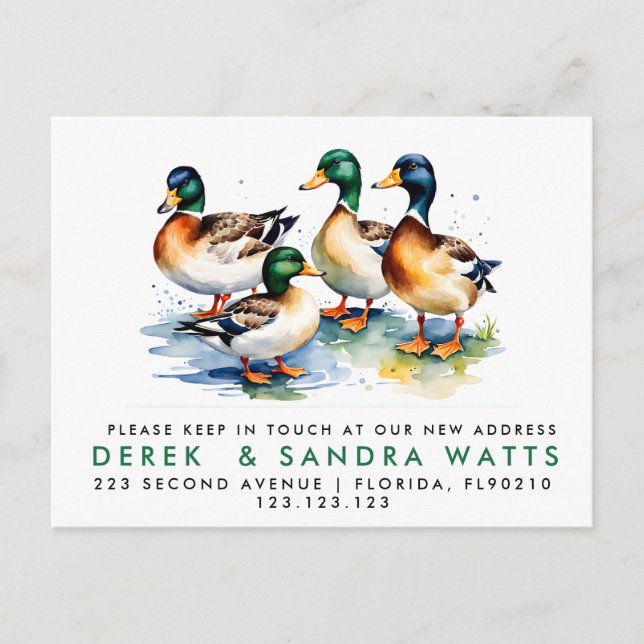 Cartão Postal De Anúncio mudança de endereço que movemos o lançamento DUCKS (Frente)