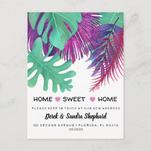 Cartão Postal De Anúncio Mudança de endereço que mudamos de tropical