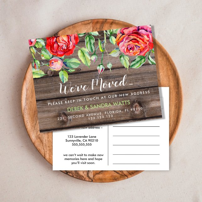 Cartão Postal De Anúncio Mudança de endereço que mudamos para casa floral (Criador carregado)