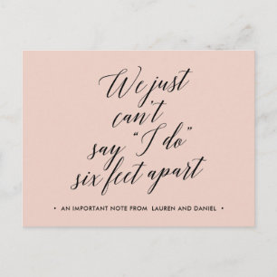 Cartão Postal De Anúncio Mudança de planos adiada cancelada a seis pés de d