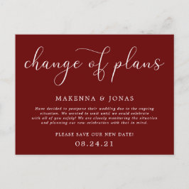 Cartão Postal De Anúncio Mudança de Planos Adiamento do Casamento