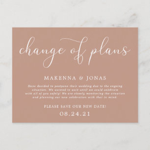 Cartão Postal De Anúncio Mudança de Planos Adiamento do Casamento