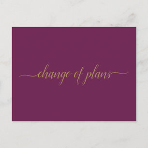 Cartão Postal De Anúncio Mudança de Planos Casamento Adiado Gold & Cassis