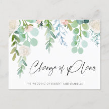 Mudança de Planos de Casamento Floral Verde Aquare