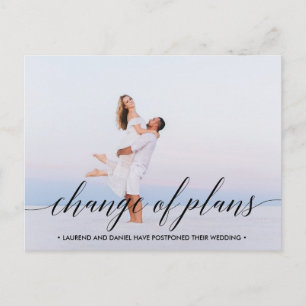Cartão Postal De Anúncio MUDANÇA DE PLANOS Paisagem de tipografia moderna